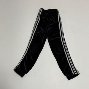 Vintage Cherry Stix Girls Track Pants Size 7/8 Black Velour Y2K Athleisure